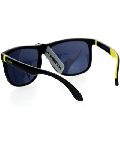 Square KUSH Sunglasses Thin Square Frame Rubber End Temple Matte Black - Black Yellow - CT188OT09YX $12.98