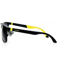 Square KUSH Sunglasses Thin Square Frame Rubber End Temple Matte Black - Black Yellow - CT188OT09YX $12.98