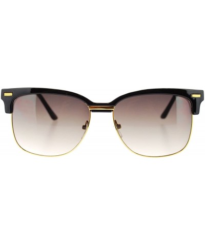 Square Square Half Rim Look Sunglasses Vintage Designer Fashion - Black Gold - CH11P4QB9LL $9.64