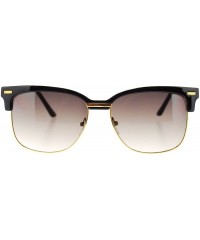 Square Square Half Rim Look Sunglasses Vintage Designer Fashion - Black Gold - CH11P4QB9LL $9.64