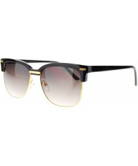 Square Square Half Rim Look Sunglasses Vintage Designer Fashion - Black Gold - CH11P4QB9LL $9.64