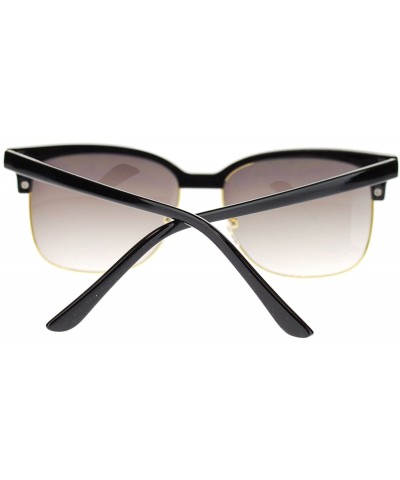 Square Square Half Rim Look Sunglasses Vintage Designer Fashion - Black Gold - CH11P4QB9LL $9.64