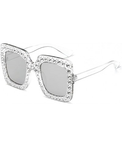 Rimless Women Sunglasses Crystal Brand Designer Oversized Square Sunglasses - C6 - CC18CQHLRYX $18.42