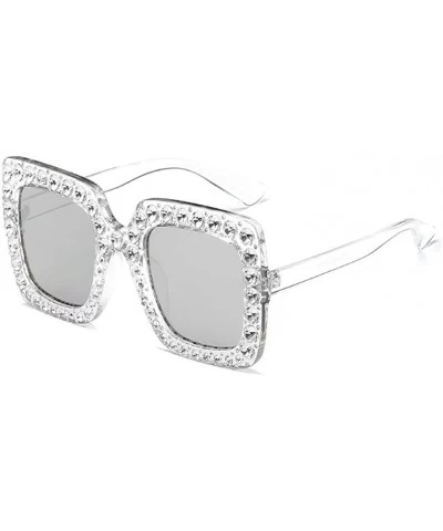 Rimless Women Sunglasses Crystal Brand Designer Oversized Square Sunglasses - C6 - CC18CQHLRYX $18.67