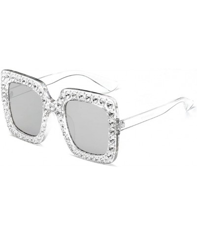 Rimless Women Sunglasses Crystal Brand Designer Oversized Square Sunglasses - C6 - CC18CQHLRYX $10.09