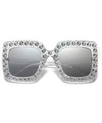 Rimless Women Sunglasses Crystal Brand Designer Oversized Square Sunglasses - C6 - CC18CQHLRYX $10.09