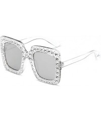 Rimless Women Sunglasses Crystal Brand Designer Oversized Square Sunglasses - C6 - CC18CQHLRYX $10.09