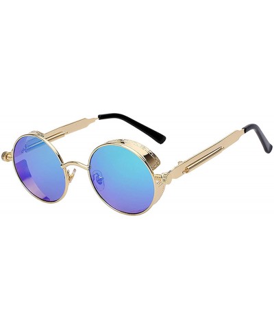 Round Steampunk Retro Gothic Vintage Colored Metal Round Circle Frame Sunglasses Colored Lens - CN186TID7Z0 $21.65