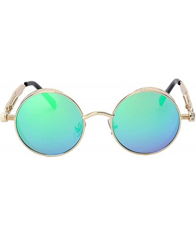 Round Steampunk Retro Gothic Vintage Colored Metal Round Circle Frame Sunglasses Colored Lens - CN186TID7Z0 $11.12
