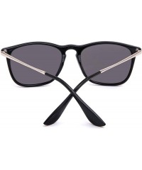 Square Polarized Sunglasses Navigator Rectangular Designer -Black Frame (Glossy Finish) / Polarized Silver Mirror Lens - CW19...