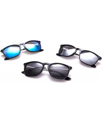 Square Polarized Sunglasses Navigator Rectangular Designer -Black Frame (Glossy Finish) / Polarized Silver Mirror Lens - CW19...