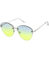 Rimless Modern Metal Nose Bridge Gradient Lens Semi-Rimless Sunglasses 60mm - Silver / Blue-yellow - CZ12OCPWMQB $13.02