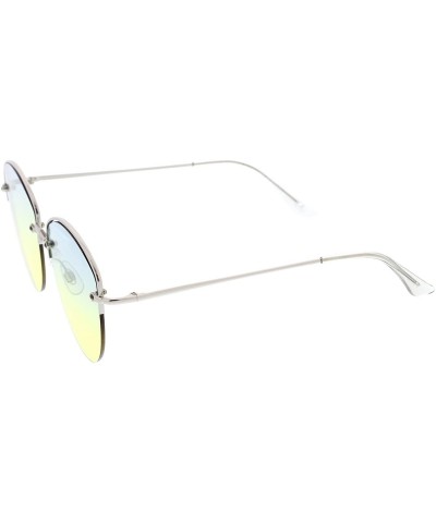 Rimless Modern Metal Nose Bridge Gradient Lens Semi-Rimless Sunglasses 60mm - Silver / Blue-yellow - CZ12OCPWMQB $13.02