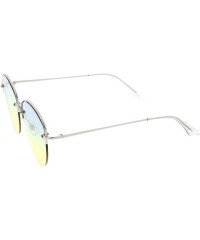 Rimless Modern Metal Nose Bridge Gradient Lens Semi-Rimless Sunglasses 60mm - Silver / Blue-yellow - CZ12OCPWMQB $13.02