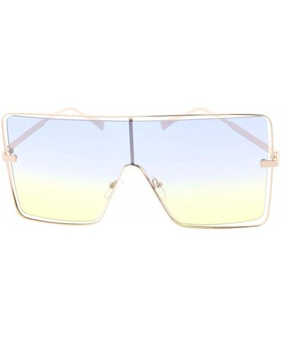 Square Flat Top Square Frame Aviator 80s Retro Fashion Sunglasses - Yellow - C518UDRN2E5 $9.66