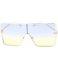 Square Flat Top Square Frame Aviator 80s Retro Fashion Sunglasses - Yellow - C518UDRN2E5 $9.66