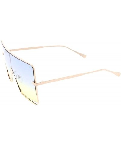 Square Flat Top Square Frame Aviator 80s Retro Fashion Sunglasses - Yellow - C518UDRN2E5 $9.66