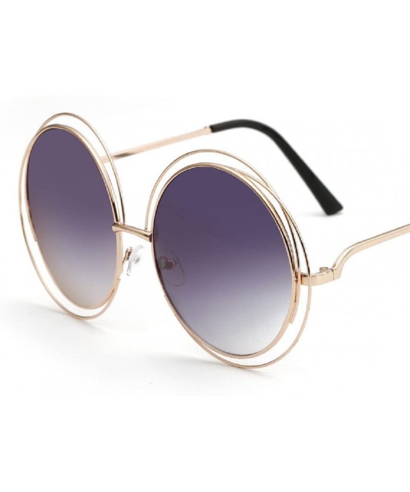 Oversized Round Mirrored Lenses Flat Metal Double Frame Sunglasses - 3a - CT182WA0OH3 $9.90