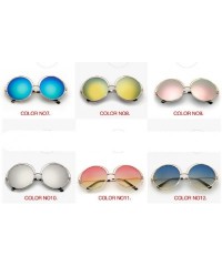 Oversized Round Mirrored Lenses Flat Metal Double Frame Sunglasses - 3a - CT182WA0OH3 $9.90