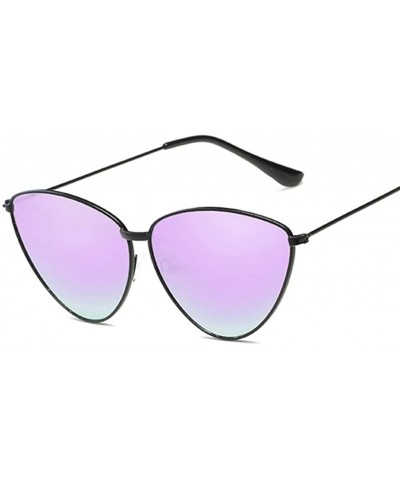 Cat Eye Women Metal Frame Cat Eye Sunglasses UV400 Mirror Sun Glasses Female Vintage Eyewear - Blackpurple - CZ199G0YO6O $11.83