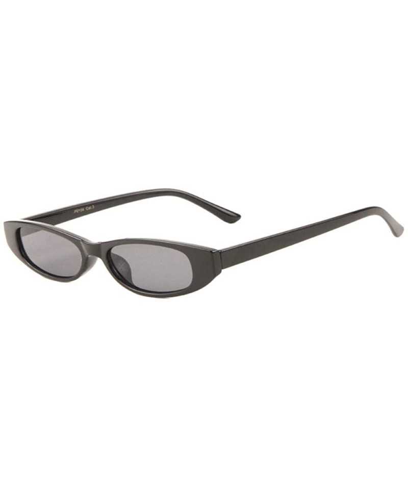 Oval Thick Frame Rectangular Oval Sunglasses - Black - CN1986LIK0S $27.86