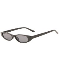 Oval Thick Frame Rectangular Oval Sunglasses - Black - CN1986LIK0S $27.86