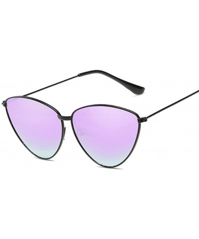 Cat Eye Women Metal Frame Cat Eye Sunglasses UV400 Mirror Sun Glasses Female Vintage Eyewear - Blackpurple - CZ199G0YO6O $11.83
