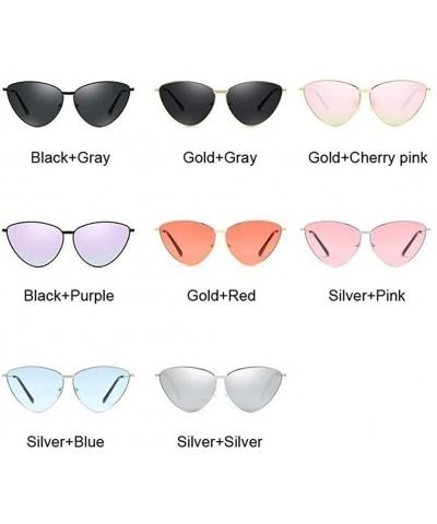 Cat Eye Women Metal Frame Cat Eye Sunglasses UV400 Mirror Sun Glasses Female Vintage Eyewear - Blackpurple - CZ199G0YO6O $11.83