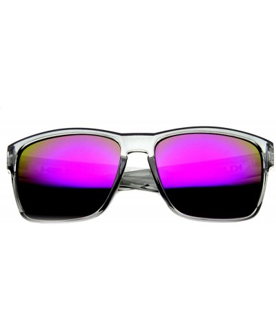 Sport Crystal Action Sports Square Frame Sunlasses with Flash Lens - Clear-grey Purple - C411Y9UFW7F $18.03