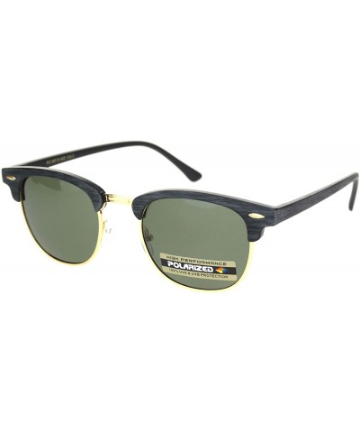 Square Polarized Lens Sunglasses Wood Print Bold Top Classic Designer Style UV 400 - Black Gold (Dark Green) - C21956A0USO $2...