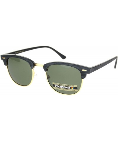 Square Polarized Lens Sunglasses Wood Print Bold Top Classic Designer Style UV 400 - Black Gold (Dark Green) - C21956A0USO $1...