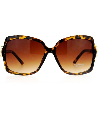 Oversized Womens Flower Jewel Hinge Oversize Butterfly Designer Sunglasses - Tortoise - CR12EMGGA7P $9.85