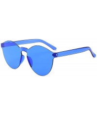 Round Unisex Fashion Candy Colors Round Outdoor Sunglasses Sunglasses - Dark Blue - CZ199KAXXZN $12.73