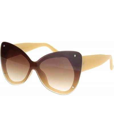 Shield Womens Exposed Edge Shield Butterfly Plastic Sunglasses - Solid Beige Brown - CN18MGSRCC5 $23.03
