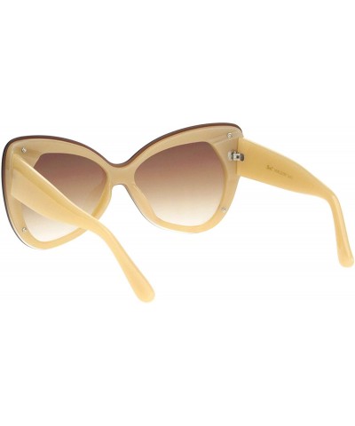 Shield Womens Exposed Edge Shield Butterfly Plastic Sunglasses - Solid Beige Brown - CN18MGSRCC5 $11.99