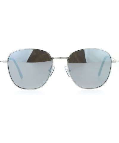 Square Vintage Fashion Sunglasses Womens Thin Metal Square Frame Mirror Lens - Silver (Silver Mirror) - CN188GMHAWI $18.62