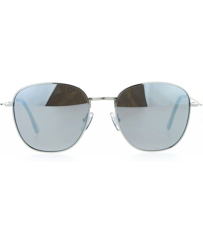 Square Vintage Fashion Sunglasses Womens Thin Metal Square Frame Mirror Lens - Silver (Silver Mirror) - CN188GMHAWI $11.07