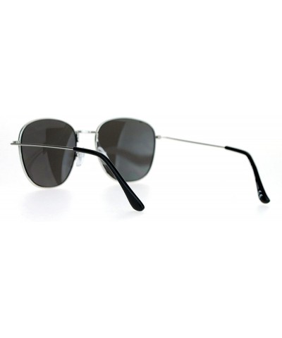 Square Vintage Fashion Sunglasses Womens Thin Metal Square Frame Mirror Lens - Silver (Silver Mirror) - CN188GMHAWI $11.07