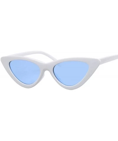 Cat Eye New Cat Eye Sunglasses Women Fashion Ladies Vintage Luxury Sun Black Red - White Blue - CL18XAKOY7C $19.11