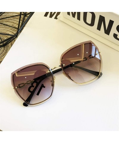 Square High Qulity Women RimlSquare Sunglasses Metal 2019 Shades Fashion Luxury Sexy Female Ladies Brown Eyewear - C2199CNSAK...