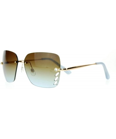 Rimless Whisker Vent Lens Luxury Designer Fashion Rimless Sunglasses - Gold Blue - CK11ATATULV $23.55