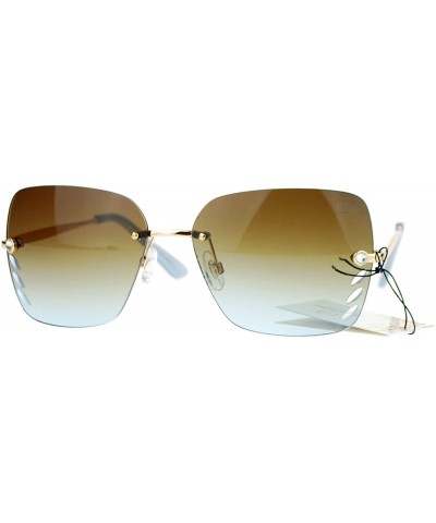 Rimless Whisker Vent Lens Luxury Designer Fashion Rimless Sunglasses - Gold Blue - CK11ATATULV $13.50