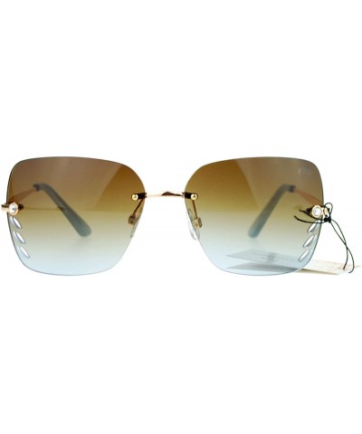 Rimless Whisker Vent Lens Luxury Designer Fashion Rimless Sunglasses - Gold Blue - CK11ATATULV $13.50