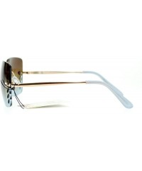 Rimless Whisker Vent Lens Luxury Designer Fashion Rimless Sunglasses - Gold Blue - CK11ATATULV $22.92