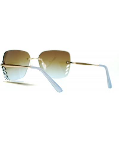 Rimless Whisker Vent Lens Luxury Designer Fashion Rimless Sunglasses - Gold Blue - CK11ATATULV $22.92