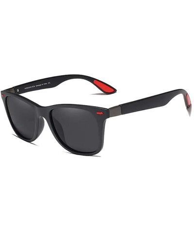 Rectangular Genuine Tough Men's Polarized UV400 Sunglasses Square Fashion - Matte Black - CU18QH64GQ3 $43.56