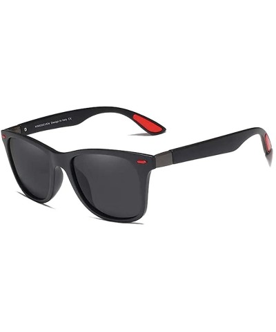 Rectangular Genuine Tough Men's Polarized UV400 Sunglasses Square Fashion - Matte Black - CU18QH64GQ3 $17.66