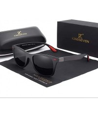 Rectangular Genuine Tough Men's Polarized UV400 Sunglasses Square Fashion - Matte Black - CU18QH64GQ3 $17.66