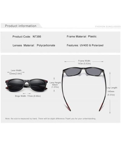 Rectangular Genuine Tough Men's Polarized UV400 Sunglasses Square Fashion - Matte Black - CU18QH64GQ3 $17.66