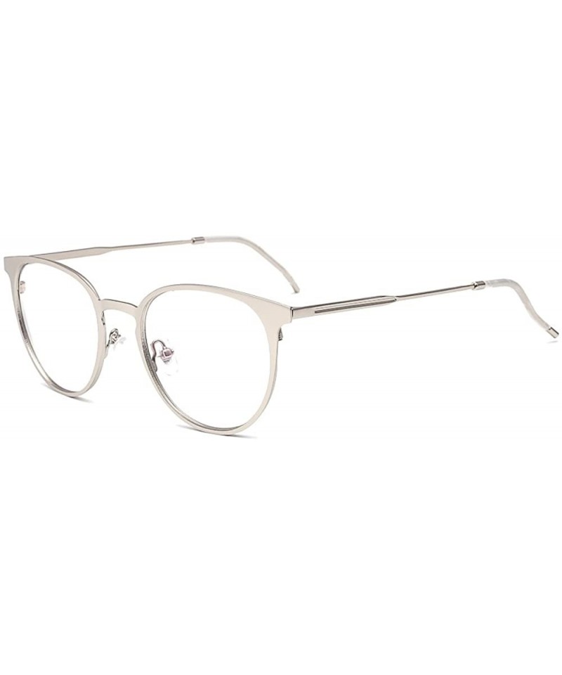 Aviator Vintage Metal Frame Aviator Clear Lens Glasses - Silver - CV12O8BOCMX $12.47